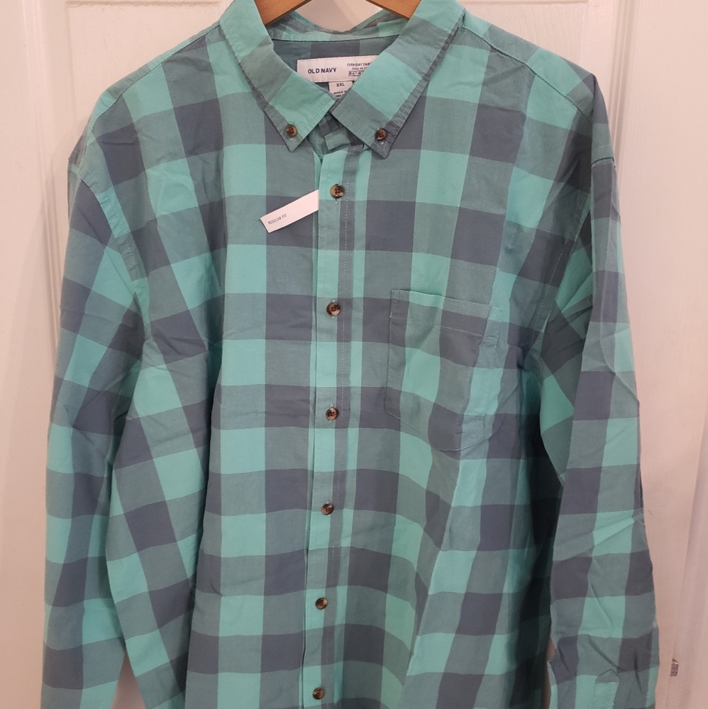 Old Navy teal and gray men's lightweight flannel
